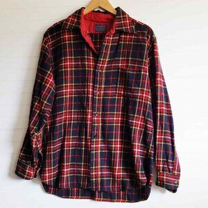 Pendleton Wool Shirt Mens XL Blue and Red Plaid Long Sleeve USA made